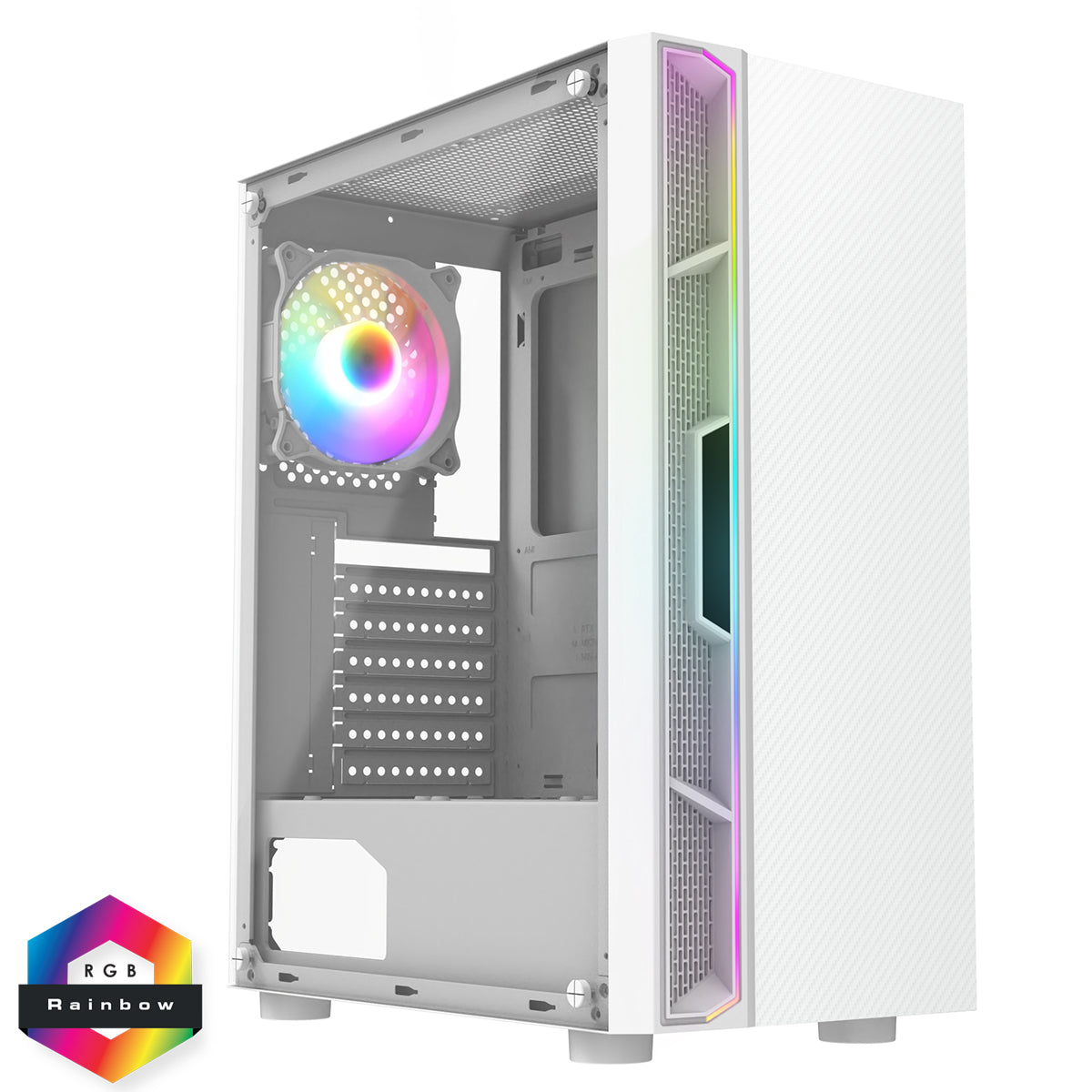 CiT Galaxy White Mid-Tower Gaming Case with RGB Fan & LED Strip