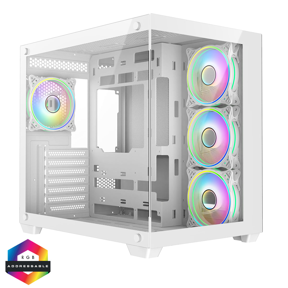 CiT Vision White ATX Gaming Cube Tempered Glass 4x RGB Fans