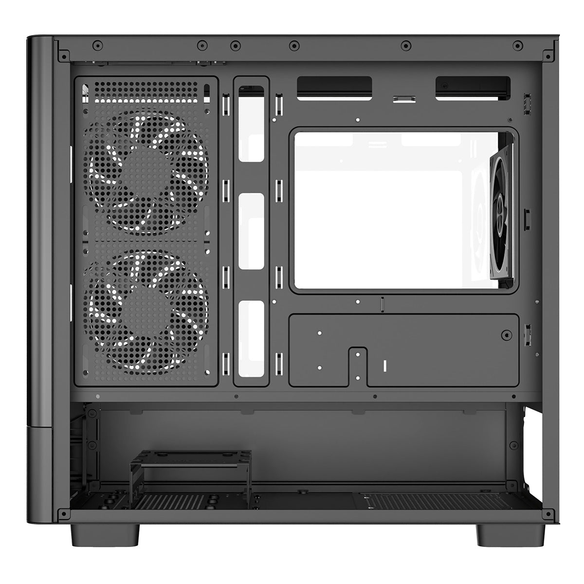 Powercool Gravity Black mATX Gaming Case With Display Curved Tempered Glass With 3 x CiT Saturn PWM ARGB Fans and 6 Port PWM Hub