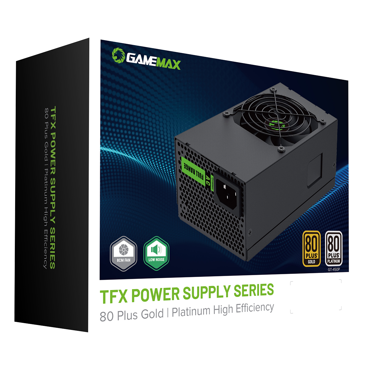 GameMax GT-450G 450W 80 Plus Gold TFX Power Supply With 80mm Black Fan