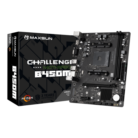 Maxsun Challenger B450M (Black) Motherboard | AM4 DDR4 mATX