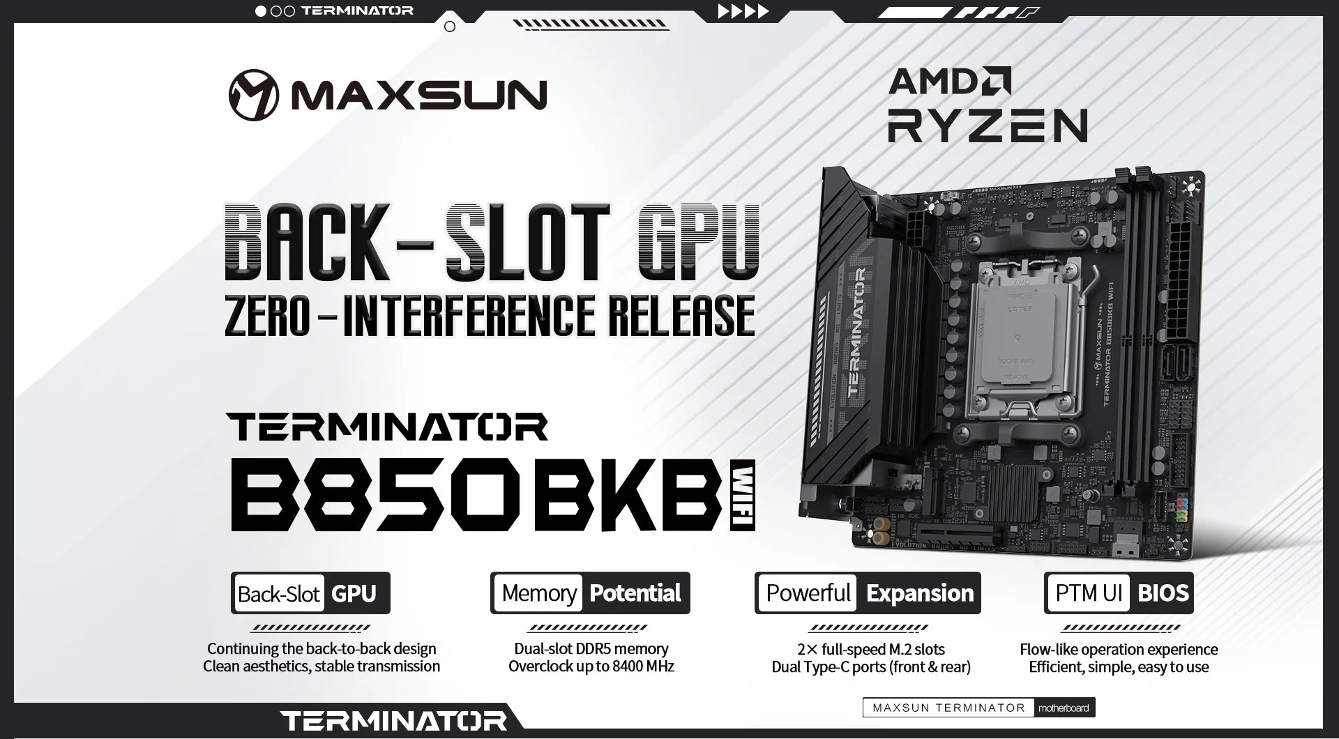 MAXSUN MS-Terminator B850BKB WIFI Motherboard - Destello
