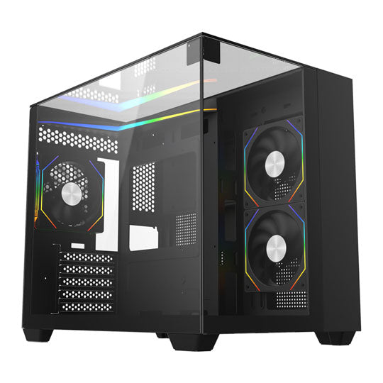 CiT Eclipse Black micro ATX case with tempered glass and ARGB fans
