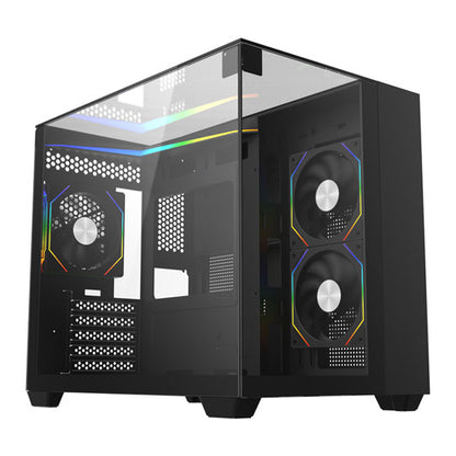 CiT Eclipse Black micro ATX case with tempered glass and ARGB fans
