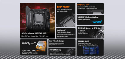 MAXSUN MS-Terminator B850BKB WIFI Motherboard - Destello