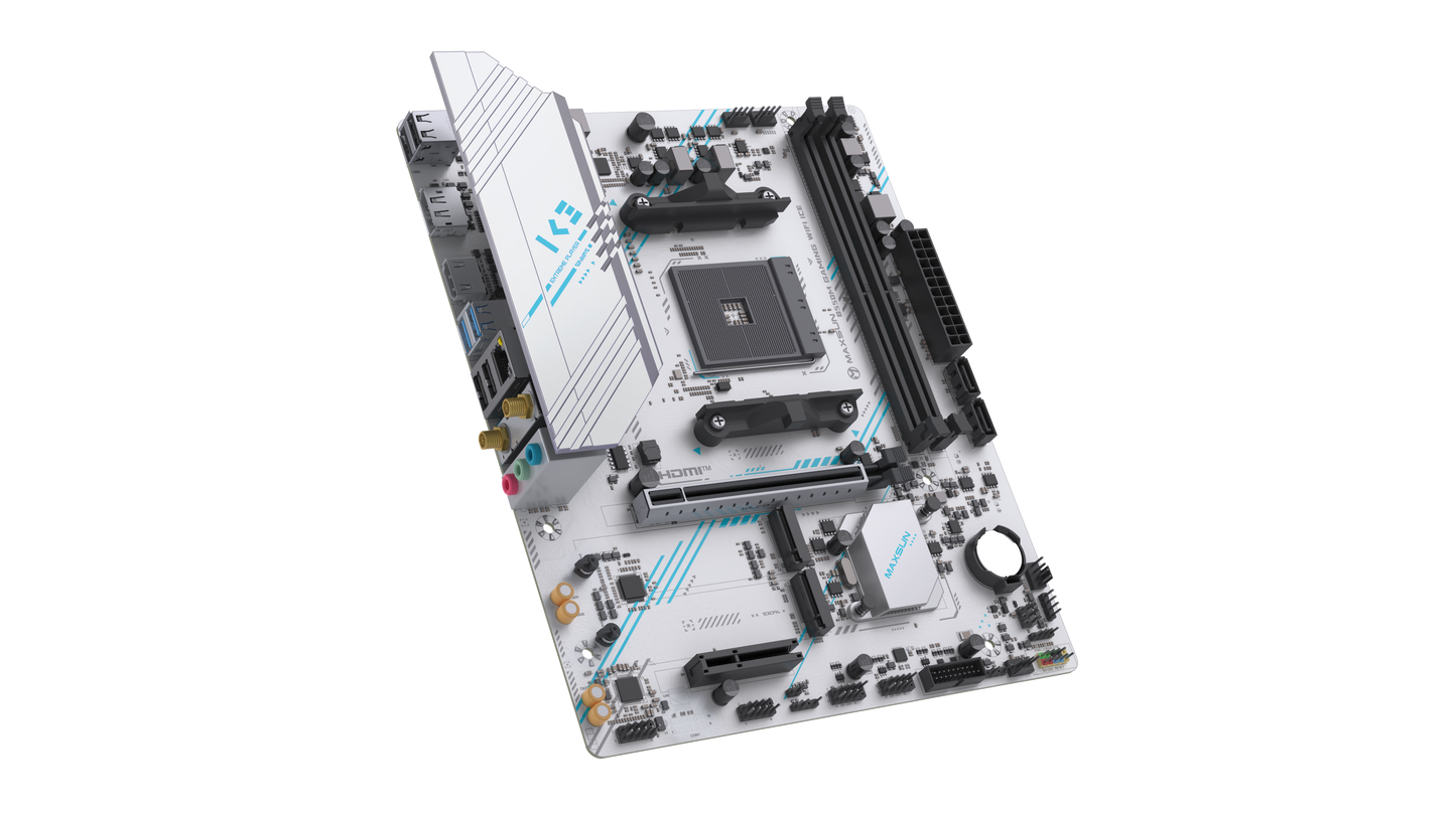 Maxsun B550M Gaming WiFi ICE Motherboard Angle View