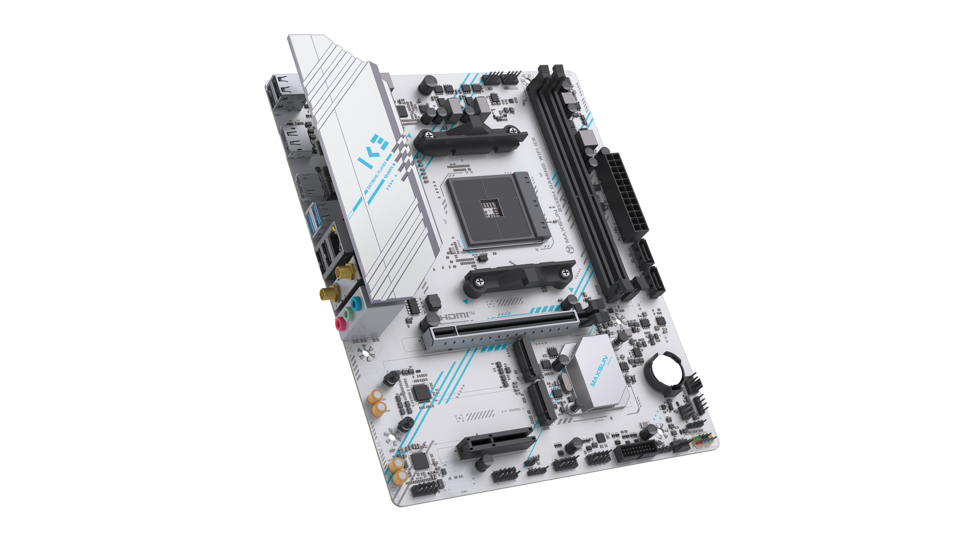 Maxsun B550M Gaming WiFi ICE Motherboard Angle View