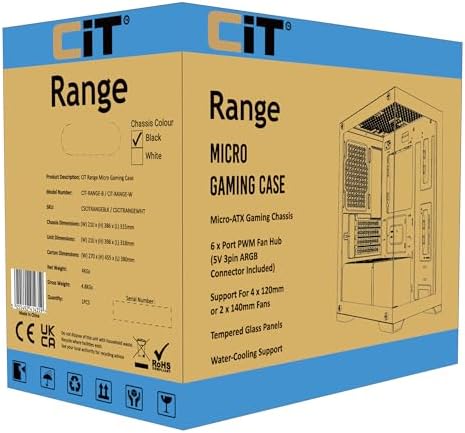 CiT Range Black ATX Mid Tower PC Gaming Case