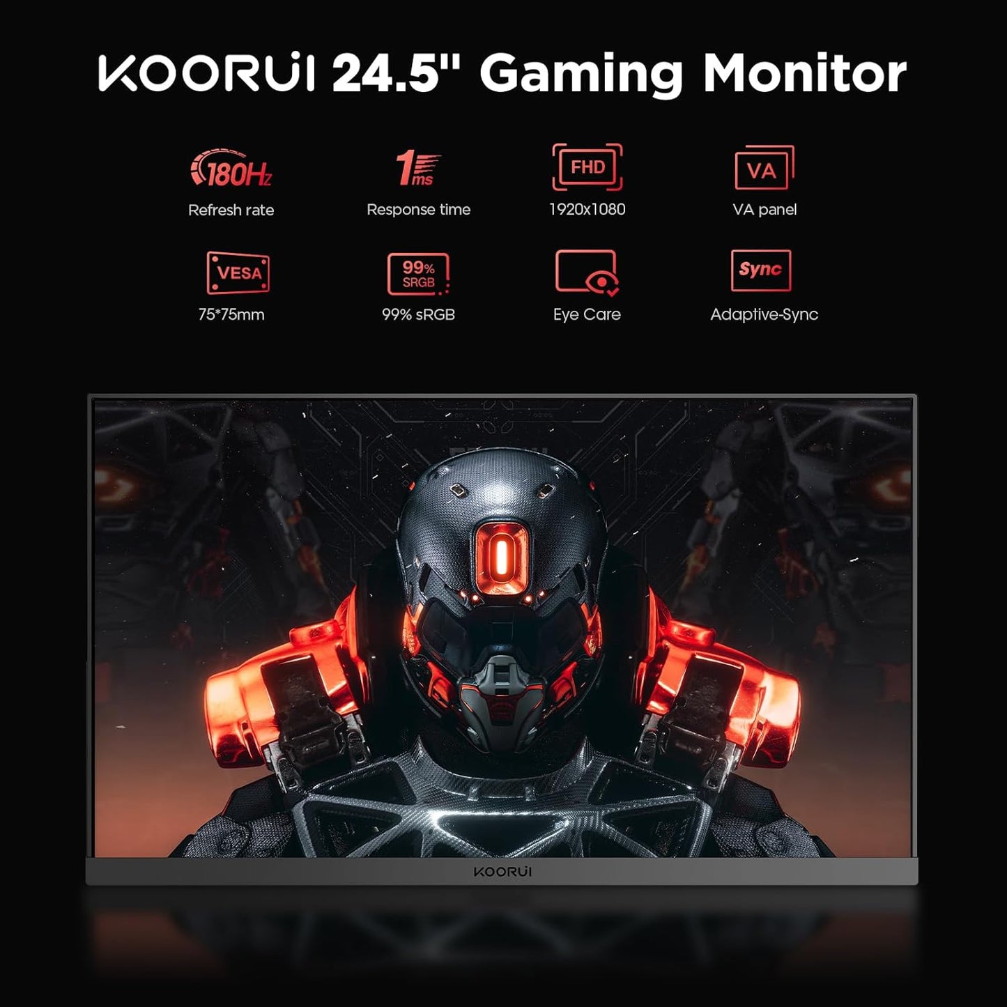 KOORUI 24-Inch Gaming Monitor - FHD 1080p, 165Hz, 1ms Response Time