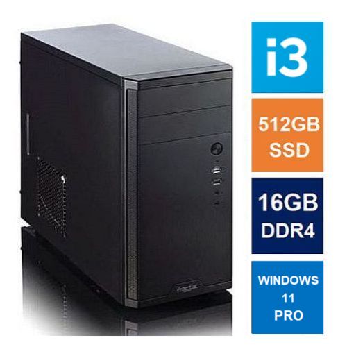 Spire MATX Tower PC, Fractal Core 1100 Case, i3-12100, 16GB DDR4, 512GB SSD, Corsair 550W, No Optical, KB & Mouse, Windows 11 Pro