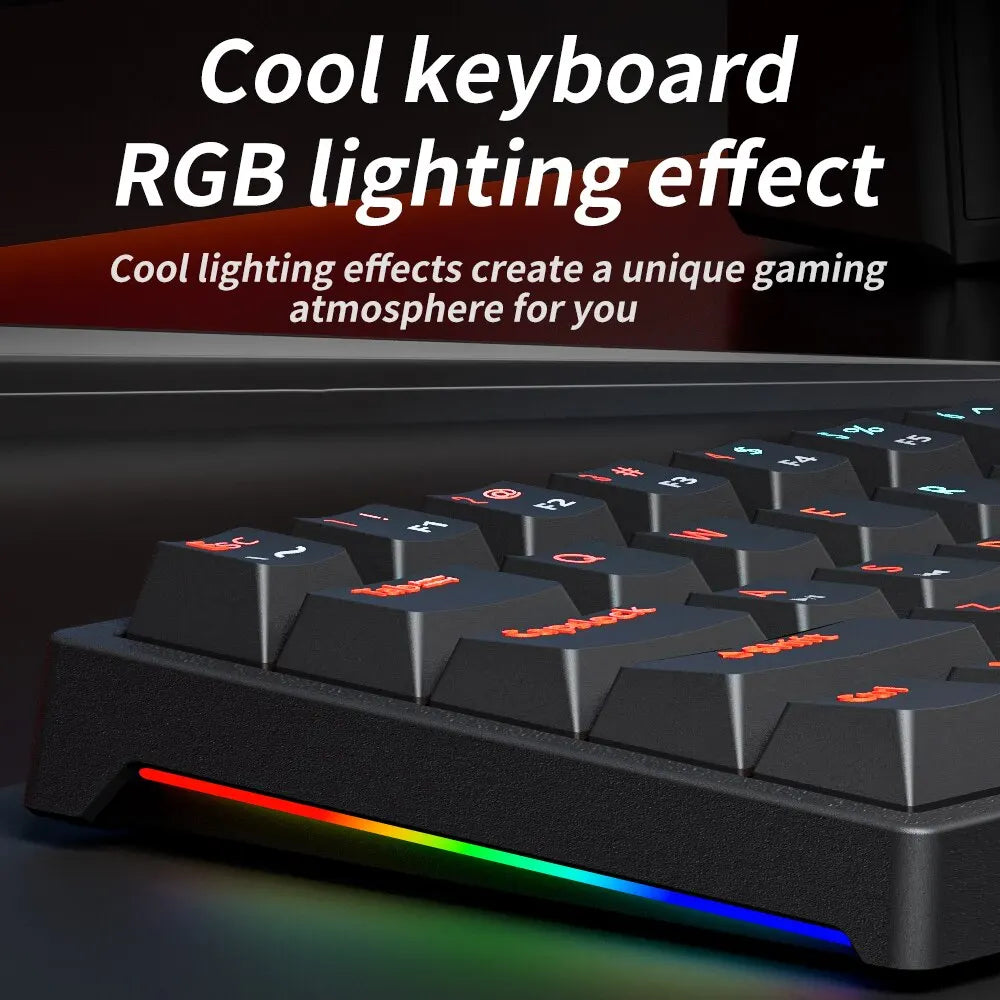 MUCAI MK61 USB Gaming Mechanical Keyboard 61 Keys Red Switch Wired RGB Backlit Hot Swappable