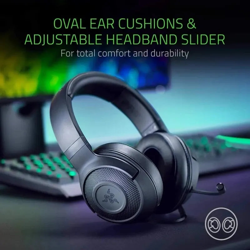 Razer Kraken X Essential Gaming Headset - 7.1 Surround Sound Headphones with Bendable Cardioid Microphone, 40mm Driver Unit