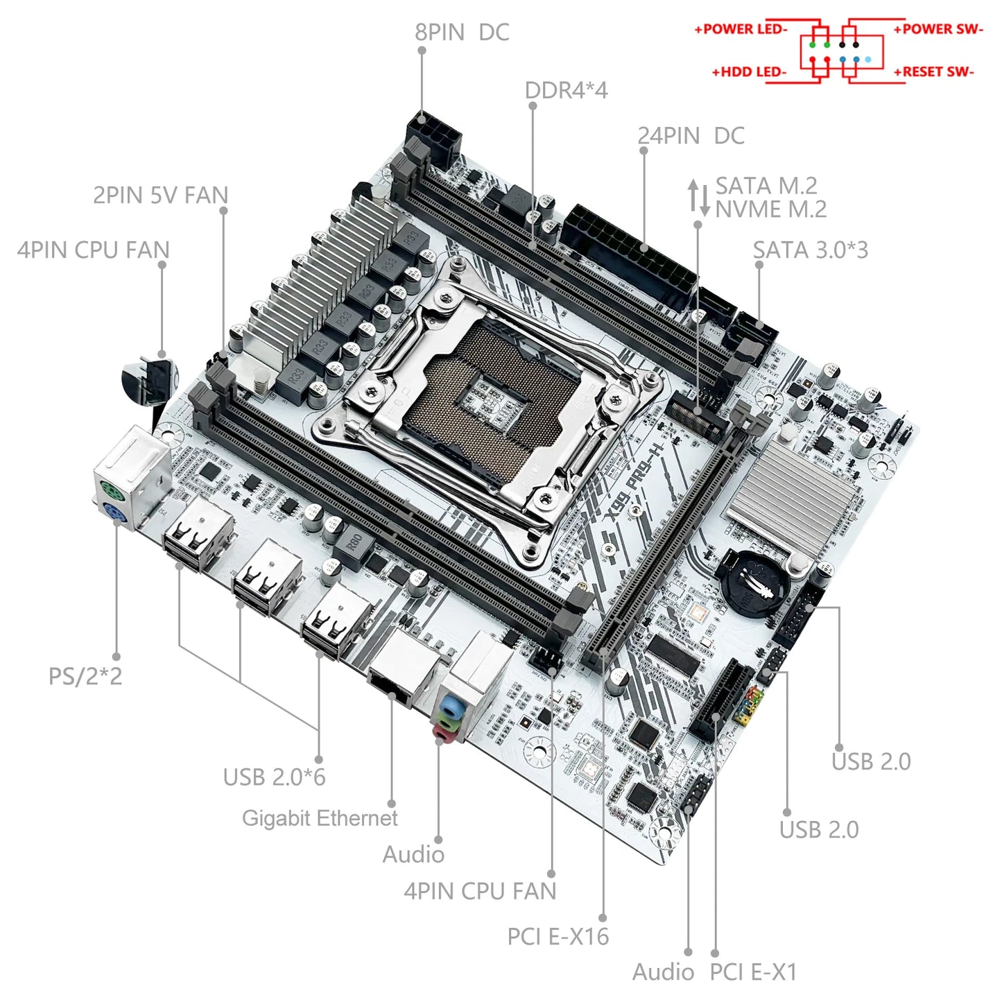 MACHINIST X99 Motherboard kit Intel Xeon E5 2650 V4 LGA 2011-3 CPU Set DDR4 8GB*2pcs support NVME m.2 White X99 PR9-H