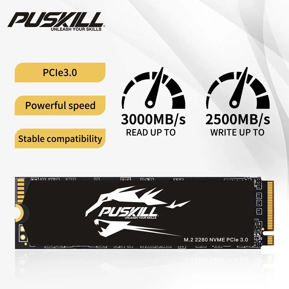 PUSKILL M.2 NVMe SSD 1TB 512GB 256GB 128GB PCIe 2280 Internal Solid State Drive for Laptop and Desktop