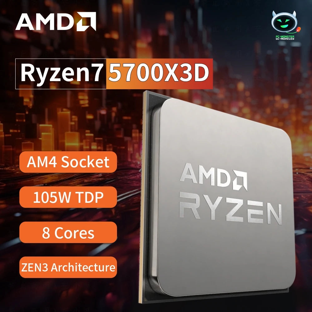 AMD Ryzen 7 5700X3D CPU | 8-Core, 16-Thread | 4.1GHz | 7nm | 100MB Cache | Socket AM4 | 2024 Gaming Processor