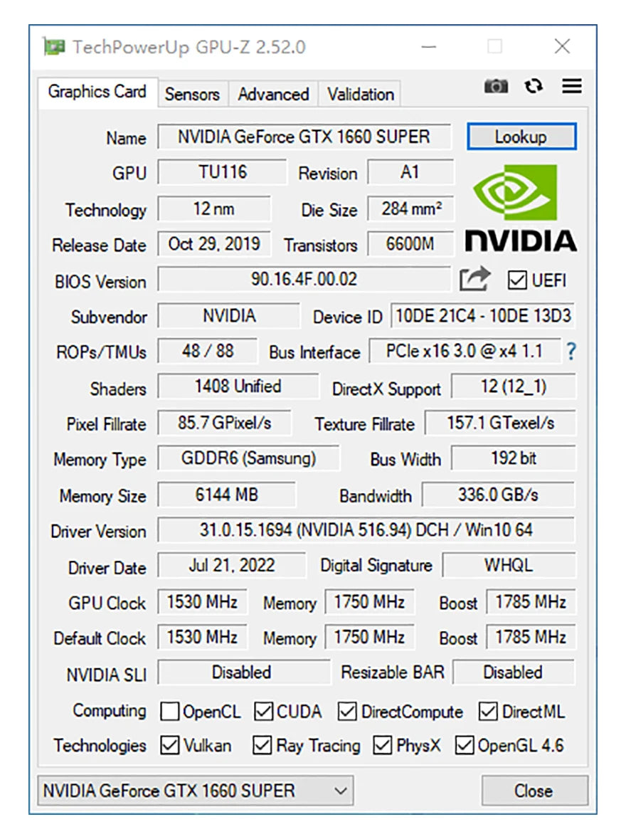 MLLSE GTX 1660 Super 6GB GDDR6 Graphics Card | 192-bit PCIe 3.0 x16 | 8-Pin NVIDIA Gaming GPU