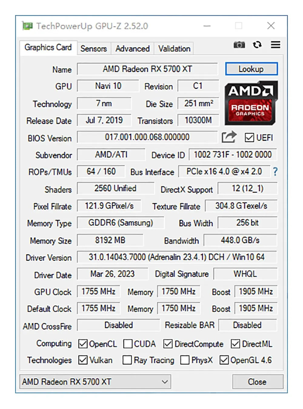 MLLSE AMD RX 5700 XT 8GB GDDR6 Graphics Card | 256-bit | PCIe 4.0 x16 | 6+8-pin Radeon GPU for Gaming