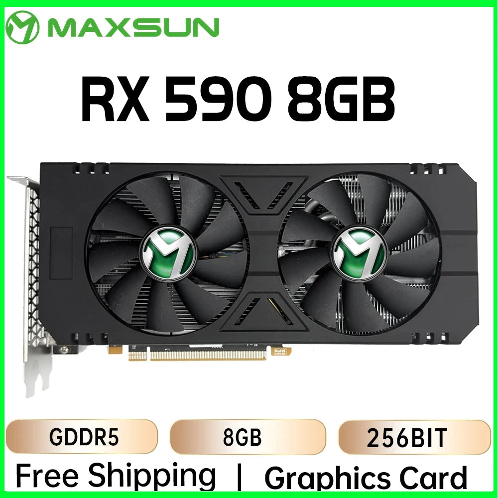 MAXSUN NEW AMD RX 590 8GB Placa De Video Gaming Graphics Card GDDR5 256Bit PCI Express 3.0 ×16 8Pin Radeon GPU rx590 Series