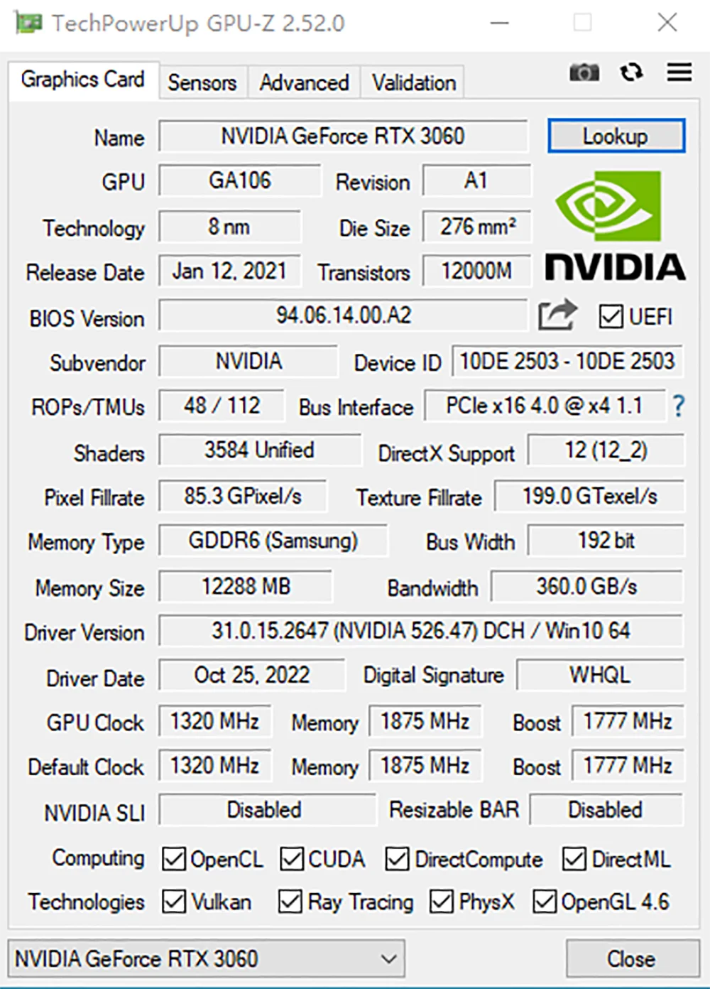 MLLSE RTX 3060 12GB GDDR6 Graphics Card | 192-bit | PCIe 4.0 x16 | 8-Pin NVIDIA GPU for Gaming