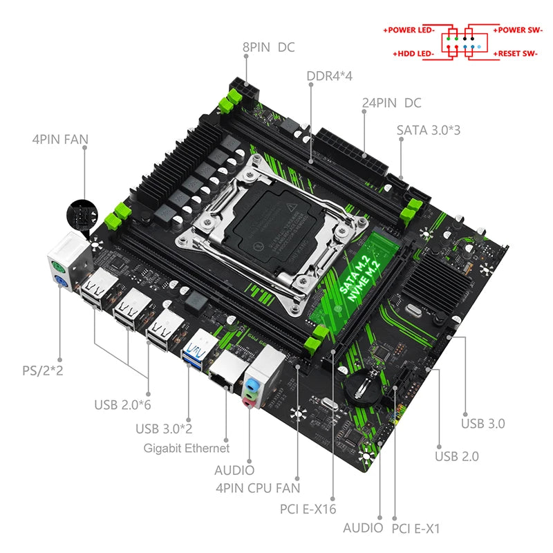 MACHINIST X99 PR9 Motherboard Kit LGA 2011-3 Set With Intel Xeon E5 2650 V3 CPU Processor And DDR4 16GB(2*8GB) RAM Memory