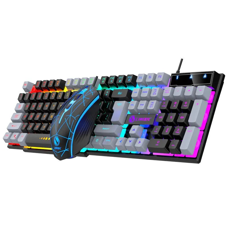 Wired USB Luminous Mechanical Keyboard and Mouse Set for PC, Laptop, Computer Gaming, and Office