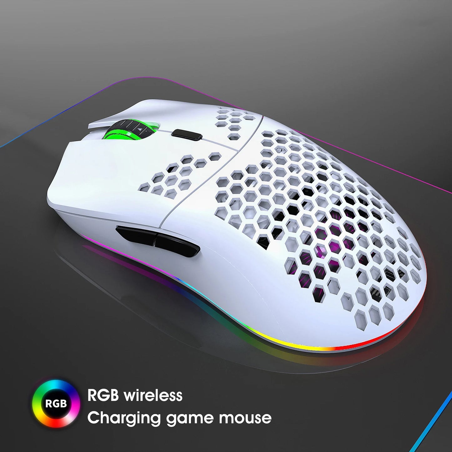 HXSJ T66 RGB 2.4G Wireless Gaming Mouse RGB Lighting Charging Mouse with Adjustable DPI Ergonomic Design for Desktop Laptop