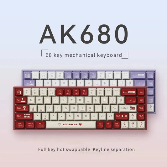 AJAZZ AK680 Mechanical Keyboard Gaming Wired Compact Laptop Tea or Red Shaft 68 Keys