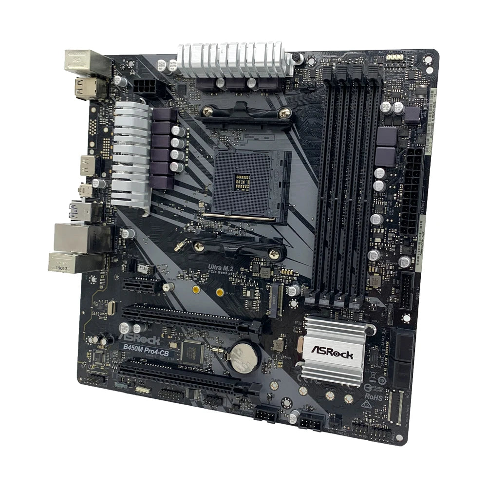 ASRock B450M PRO4-CB Motherboard B450 B450M Micro ATX Socket AM4, Supports Ryzen 5 5600 4300G 1600, DDR4, PCI-E 3.0