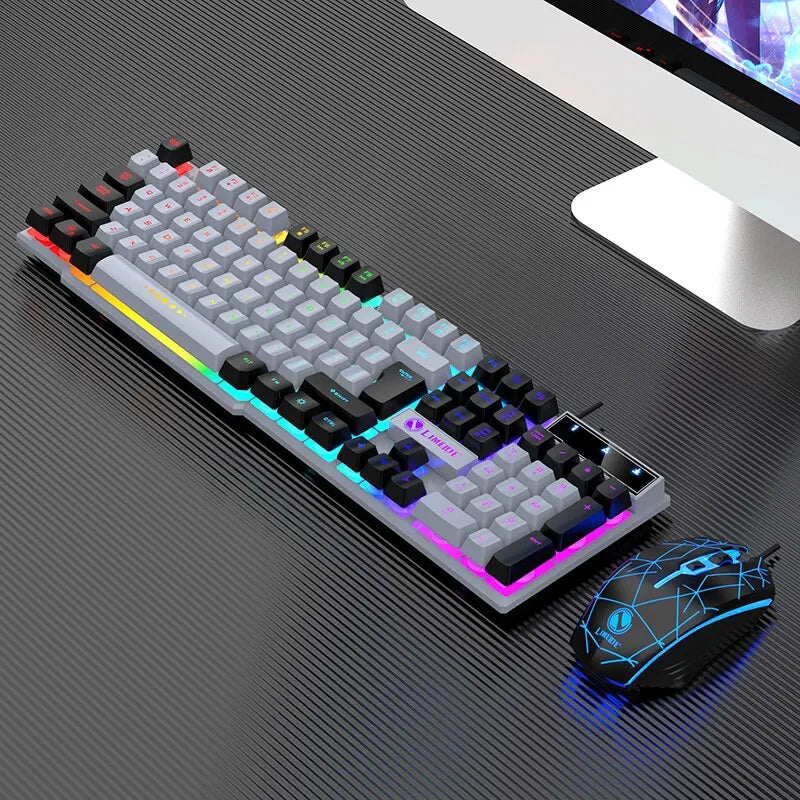 Wired USB Luminous Mechanical Keyboard and Mouse Set for PC, Laptop, Computer Gaming, and Office