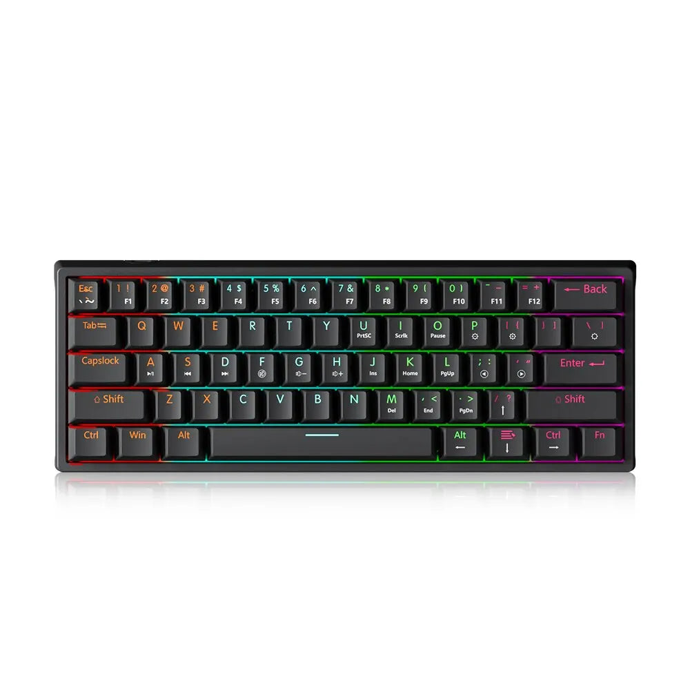 MUCAI MK61 USB Gaming Mechanical Keyboard 61 Keys Red Switch Wired RGB Backlit Hot Swappable