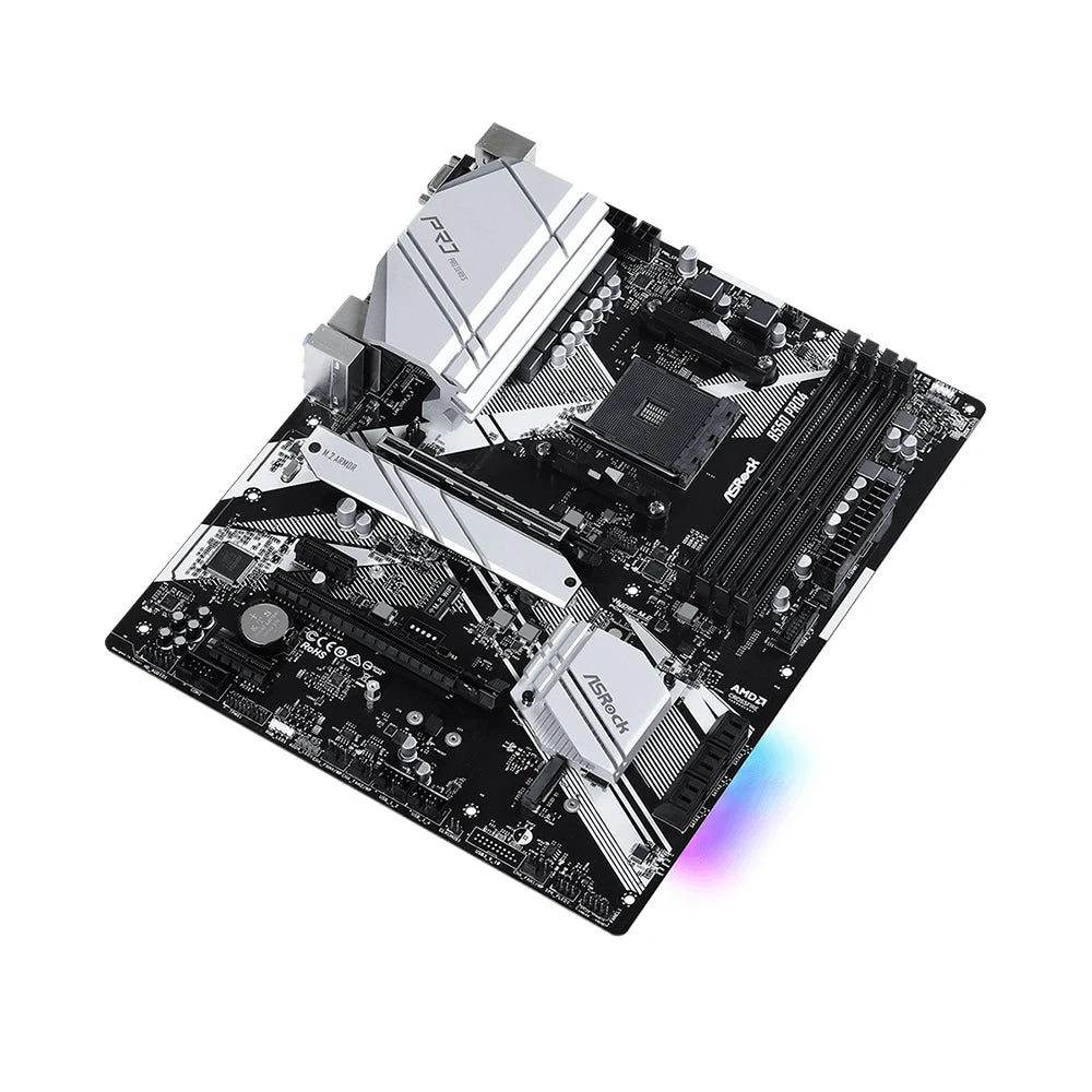 ASRock B550 PRO4 AM4 Motherboard, DDR4 4733MHz 128GB, PCI-E 4.0, NVME M.2, SATA III, Supports Ryzen 5 5600, 5600G, R7 5700X3D CPUs