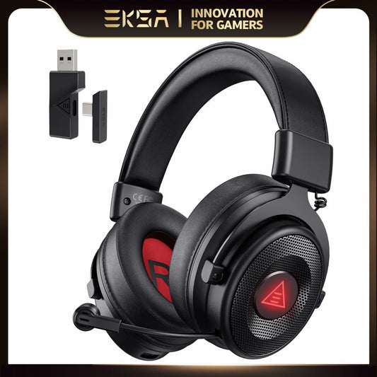 EKSA E900 BT 2.4GHz Wireless Bluetooth Headphones - 7.1 USB/Type C Wired Gaming Headset with ENC Mic for PC/PS4/PS5/Xbox, 50H Battery Life