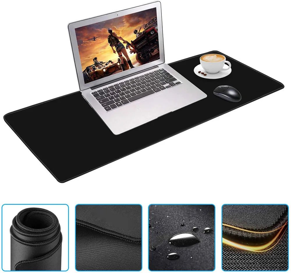 Black Mouse Pad Rug Deskpad Slipmat 90x40 Mat Computer Beat Pad Desk Protection Rubber Mouse Pad - Destello