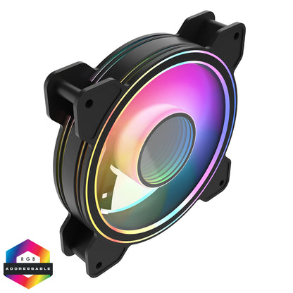 CiT Celsius 120mm Infinity ARGB Black 4pin PWM PC Cooling Dual-Ring Fan - Destello