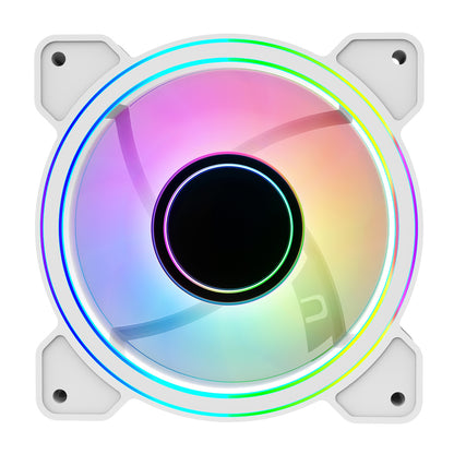 CiT Celsius 120mm Infinity ARGB Dual-Ring White 4pin PWM PC Cooling Dual-Ring Fan - Destello