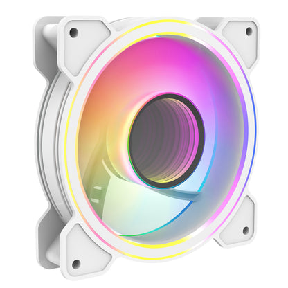 CiT Celsius 120mm Infinity ARGB Dual-Ring White 4pin PWM PC Cooling Dual-Ring Fan
