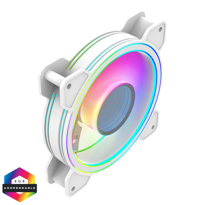 CiT Celsius 120mm Infinity ARGB Dual-Ring White 4pin PWM PC Cooling Dual-Ring Fan - Destello