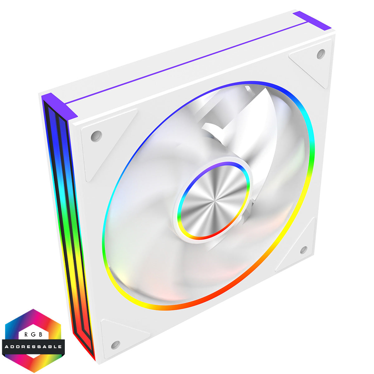 CiT Saturn 120mm ARGB White 4pin PWM PC Cooling Infinity Fan - Destello