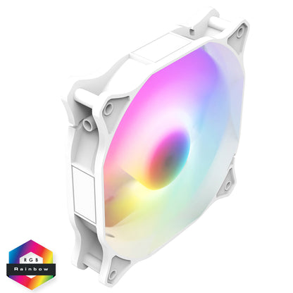 CiT Siberia 120mm RGB Rainbow White Master PC Inner-Ring Cooling Fan - Destello