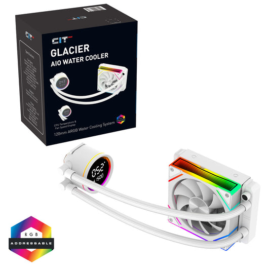 CiT Pro Glacier Watercooler 120mm White With Display - Destello