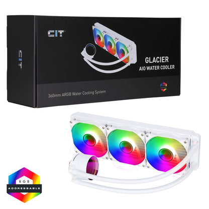 CiT Pro Glacier Watercooler 360mm White ARGB Infinity - Destello