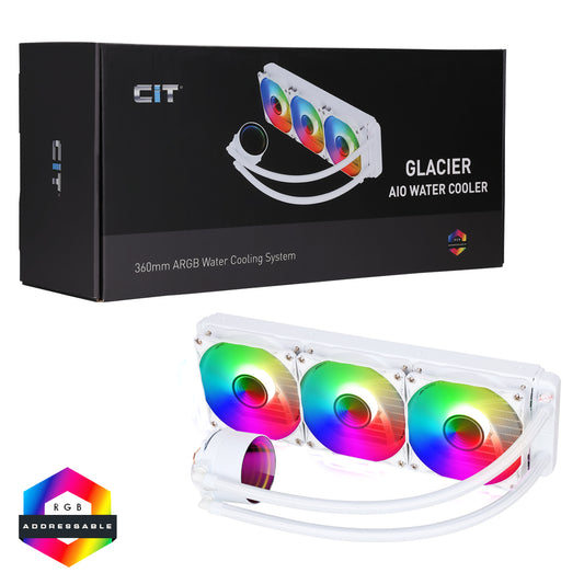 CiT Pro Glacier Watercooler 360mm White ARGB Infinity - Destello
