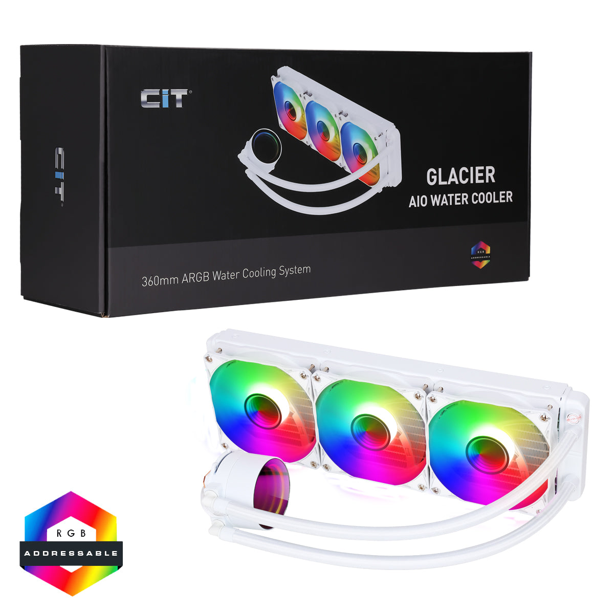 CiT Pro Glacier Watercooler 360mm White ARGB Infinity - Destello