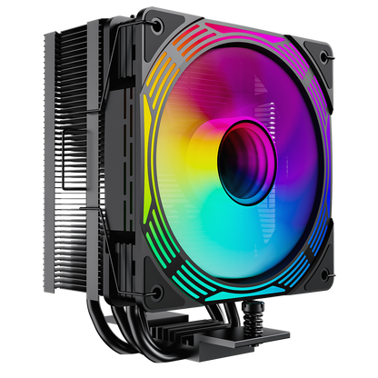 GameMax Ice Force Black CPU Cooler With 120mm FN12A-C8I PWM ARGB Infinity Fan 4 x 6mm Heat Pipes TDP 200W