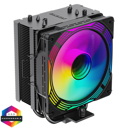 GameMax Ice Force Black CPU Cooler With 120mm FN12A-C8I PWM ARGB Infinity Fan 4 x 6mm Heat Pipes TDP 200W