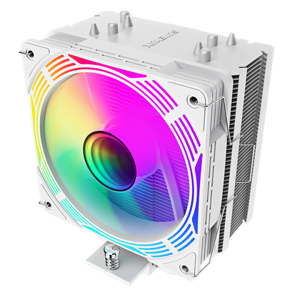 GameMax Ice Force White CPU Cooler With 120mm FN12A-C8I PWM ARGB Infinity Fan 4 x 6mm Heat Pipes TDP 200W - Destello