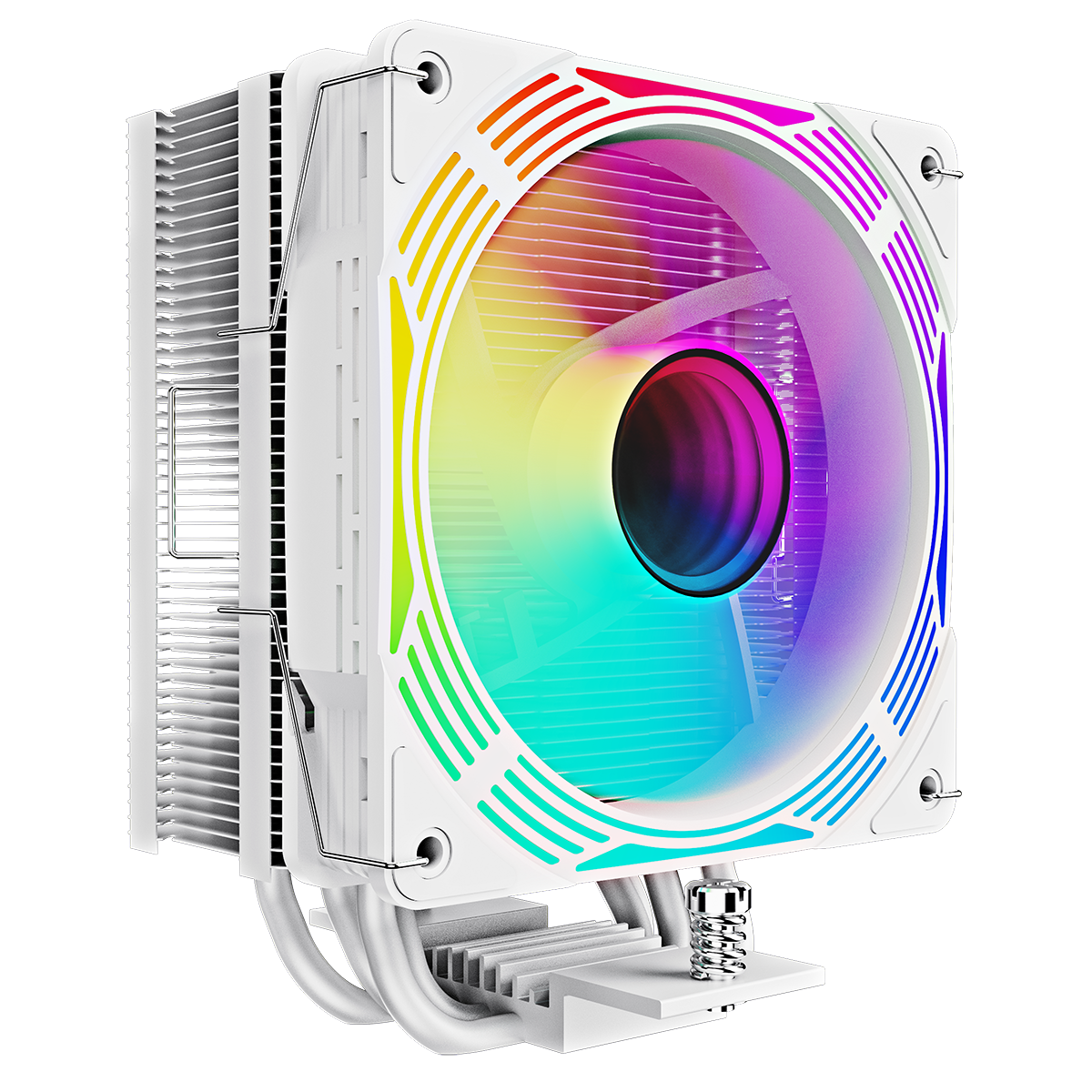 GameMax Ice Force White CPU Cooler With 120mm FN12A-C8I PWM ARGB Infinity Fan 4 x 6mm Heat Pipes TDP 200W - Destello
