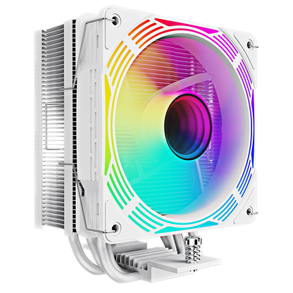 GameMax Ice Force White CPU Cooler With 120mm FN12A-C8I PWM ARGB Infinity Fan 4 x 6mm Heat Pipes TDP 200W - Destello