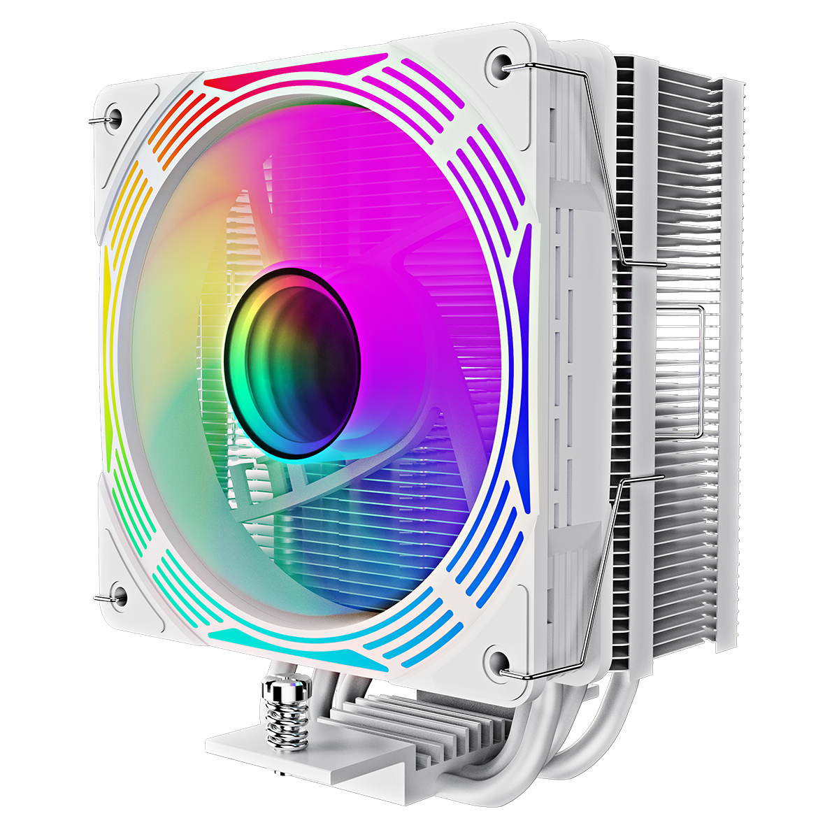 GameMax Ice Force White CPU Cooler With 120mm FN12A-C8I PWM ARGB Infinity Fan 4 x 6mm Heat Pipes TDP 200W - Destello