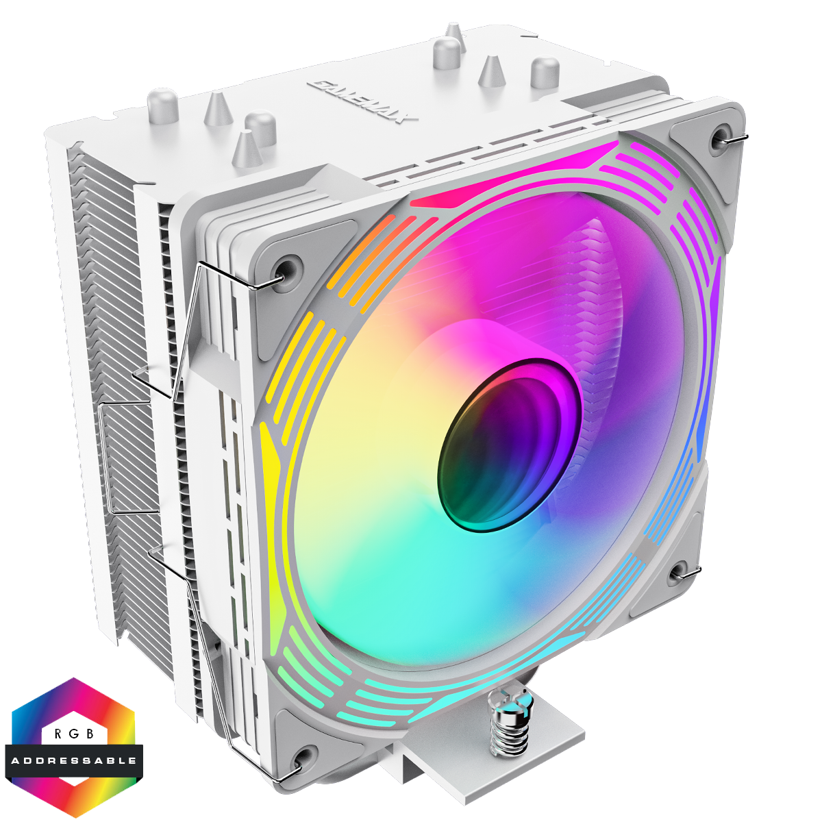 GameMax Ice Force White CPU Cooler With 120mm FN12A-C8I PWM ARGB Infinity Fan 4 x 6mm Heat Pipes TDP 200W - Destello